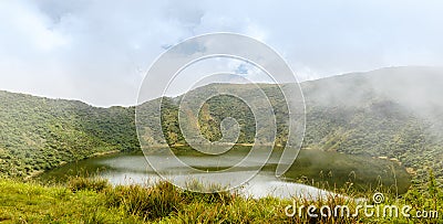 Lake inside Bisoke volcano crater, Virunga volcano national park Stock Photo