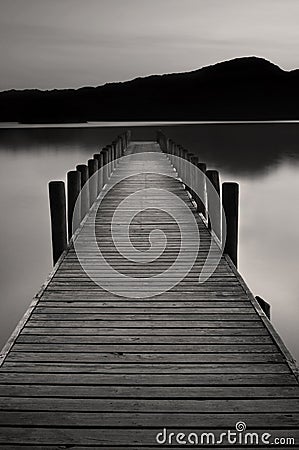 Lake Jetty at Coniston water Stock Photo