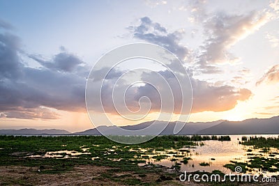 Lake Jipe at the border of Kenya and Tanzania, Africa Stock Photo