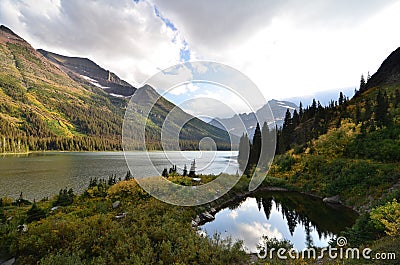 Lake Josephine at Glacier National Park Stock Photo