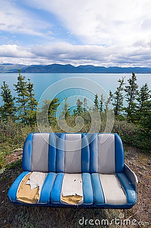 Lake Kluane, Yukon, With Couch And Sky Stock Photo