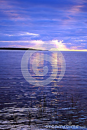 Lake Ladoga. Sunset. Stock Photo