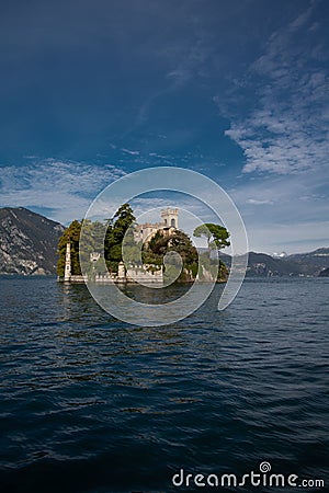 Lake lago Iseo, Italy. Isola di Loreto island Stock Photo