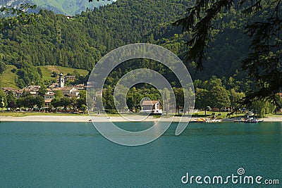 Lake of Ledro in Trentino at summer Stock Photo
