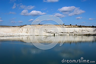 Lake in the limestone quarry. Stock Photo