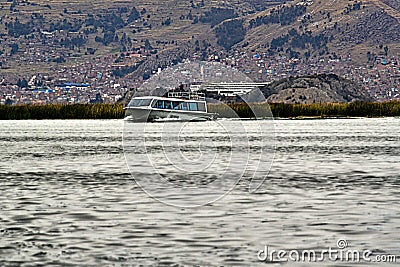 Speedboat on Lake Titicaca-Puno- Peru- 434 Stock Photo