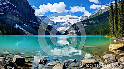 lake louise banff national park with incridibal scene of clouds Stock Photo