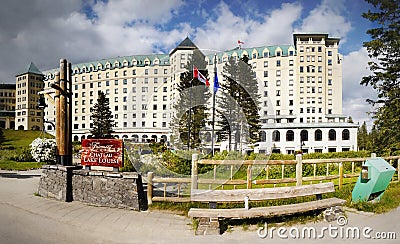 Lake Louise, Fairmont Chateau Hotel Editorial Stock Photo