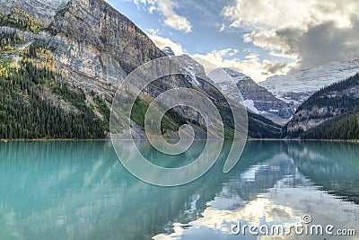 Lake Louise Reflected Majesty Stock Photo