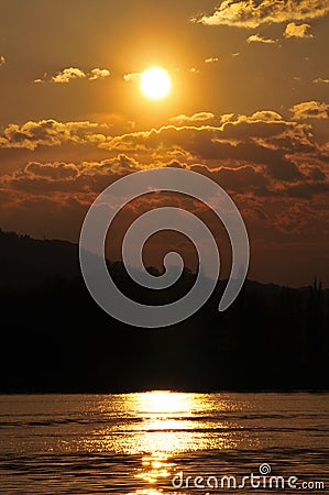 Lake Lucerne sunset Stock Photo