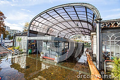 Lake Maggiore overflows in Locarno Stock Photo