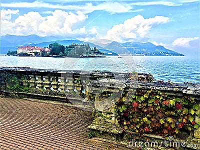 Lake Maggiore, Piedmont region, Italy. Isola Bella, Borromeo Islands, statue, history and fairytale Stock Photo