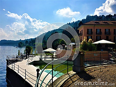 Lake Maggiore, Piedmont region, Italy. Water, sky, villa and peace Stock Photo