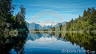 Lake matheson reflection Stock Photo