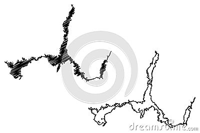 Lake Mead Reservoir (United States of America, North America, us, usa, Nevada and Arizona) Vector Illustration