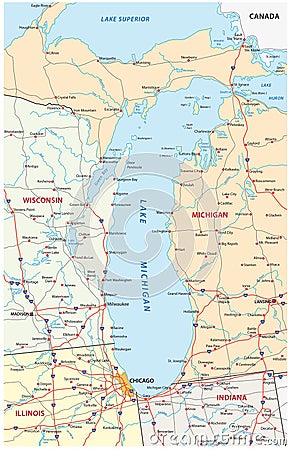 Lake michigan map Vector Illustration