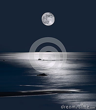 Lake Michigan Moonrise Stock Photo