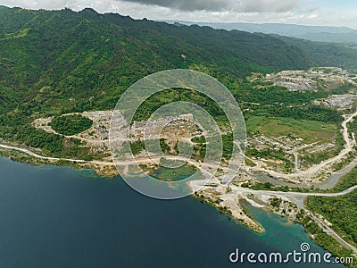 Lake in a mine quarry. Stock Photo