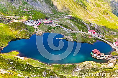 Lake and mountain (Balea Lake in Romania) Stock Photo