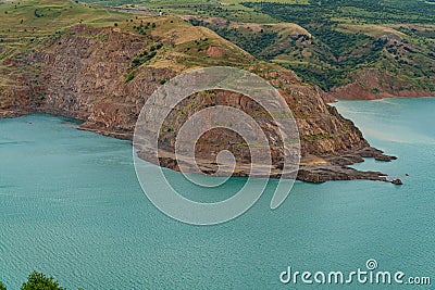 Lake in mountains, Charvak, Uzbekistan Stock Photo