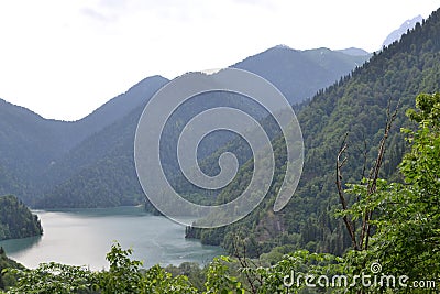 Lake in the mountains. Ritsa lake. Abkhazia. Stock Photo