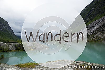 Lake With Mountains, Norway, Wandern Means Hiking Stock Photo