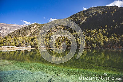 Emerald Lake Mricho Tal near Pisang. Himalaya mountains. Nepal, Annapurna circuit trek Stock Photo