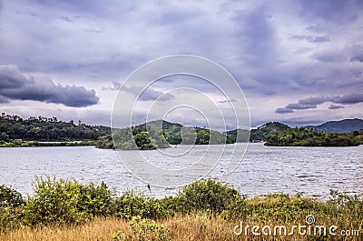 lake near village Stock Photo