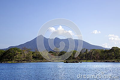 Lake Nicaragua on a background an active volcano Concepcion Stock Photo