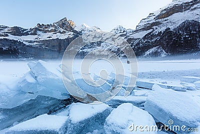 Lake Oeschinensee, Kandersteg, Switzerland Stock Photo