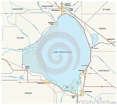 Lake Okeechobee map Stock Photo