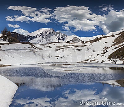 Lake on the pass Col De Vars, Alps, France Stock Photo