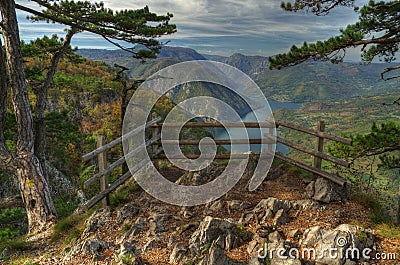 Lake Perucac view above from viewpoint Banjska Stena, mountain Tara, Western Serbia Stock Photo