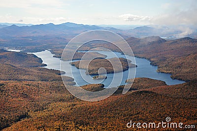 Lake Placid in fall Stock Photo