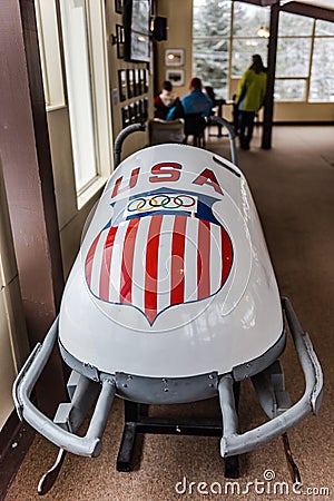 Olympic Bobsled - Olympic Sports Complex - Lake Placid, NY Editorial Stock Photo