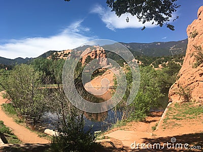Lake in the redrock canyons Colorado Stock Photo