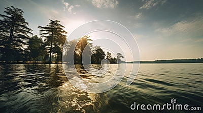 Lake scene in pinhole style with vignette and soft focus effect Stock Photo