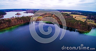 Lake scenery aerial Lithuania Stock Photo