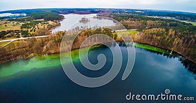 Lake scenery aerial Lithuania Stock Photo