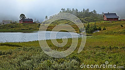 Lake at the scenic route Ryfylke in Norway Stock Photo