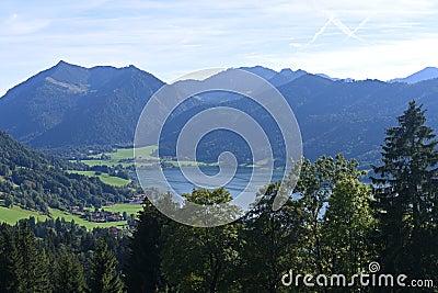 Lake Schliersee landscape, Bavarian Alps, Germany Stock Photo