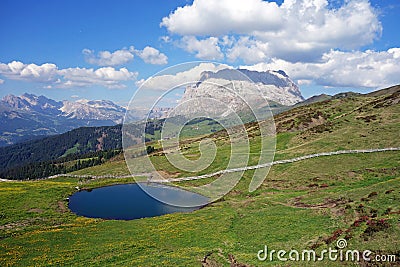 Lake, Seiser Alm Alpe di Siusi , Southern Tyrol, Italy Stock Photo
