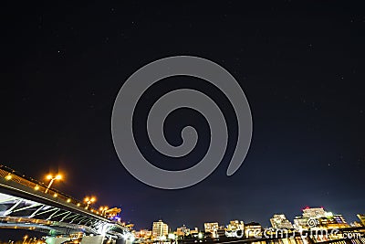 Lake Shinji at night Editorial Stock Photo