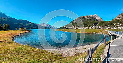 Lake Silvaplanersee in swiss Alps Stock Photo
