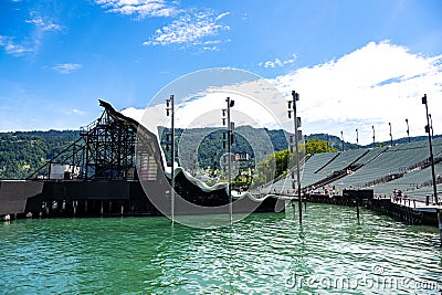 Floating lake stage Bregenz. Superstructure built on Lake Constance - Bodensee - Bregenz Festival 