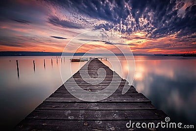 Lake sunset Stock Photo