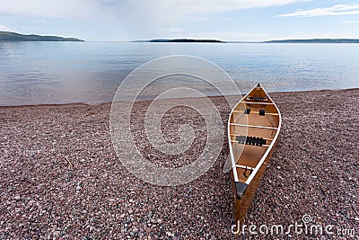 Lake Superior Ontario Canada canoe water landscape Stock Photo