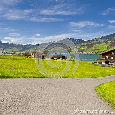 Lake in the Swiss Alps Stock Photo