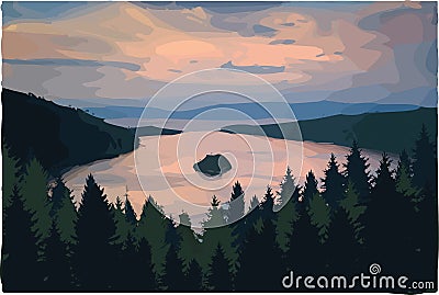 Lake Tahoe illustration large freshwater Stock Photo