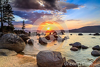 Lake Tahoe sunset Stock Photo